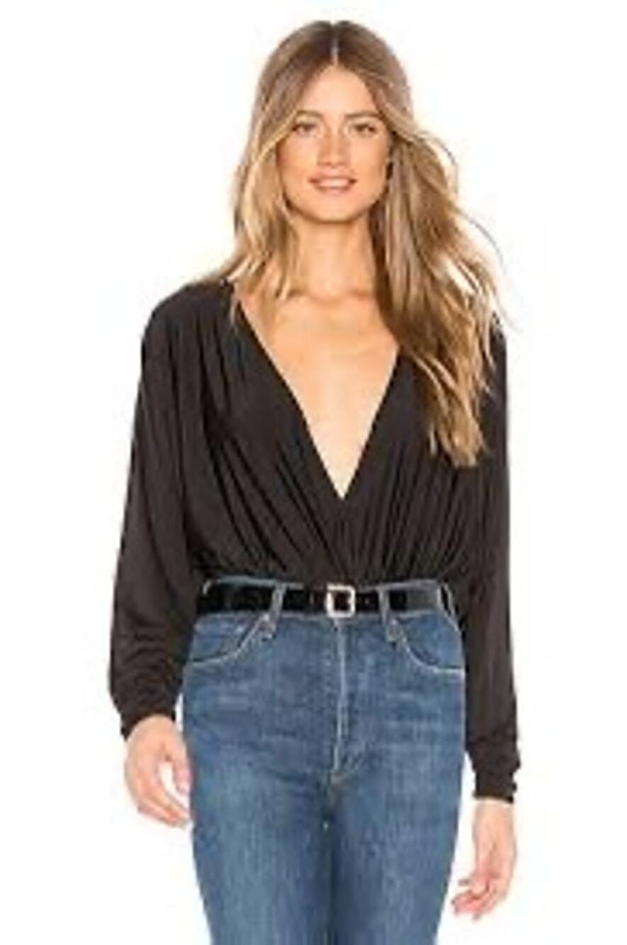 Amanda Uprichard black silk surplice bodysuit